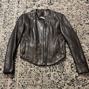 Women's Black Leather Jacket la Made